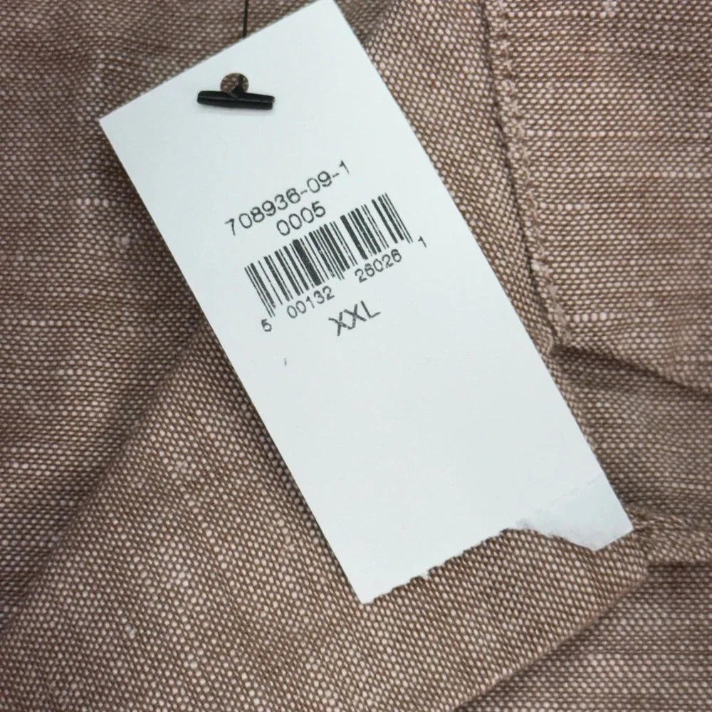 Banana Republic Shirt Mens XXL Tan Linen Blend Short Sleeve Camp Collar 708936